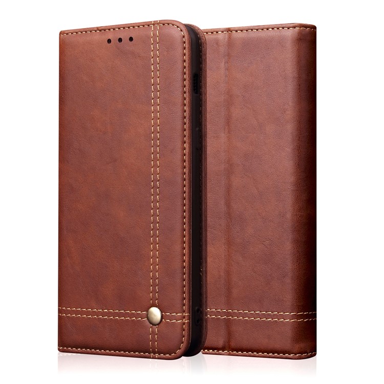 Auto-absorbed Crazy Horse Vintage Leather Stand Case for Huawei P30 Lite / nova 4e - Coffee-1
