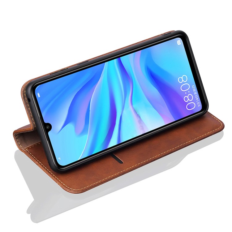 Auto-absorbed Crazy Horse Vintage Leather Stand Case for Huawei P30 Lite / nova 4e - Coffee-6