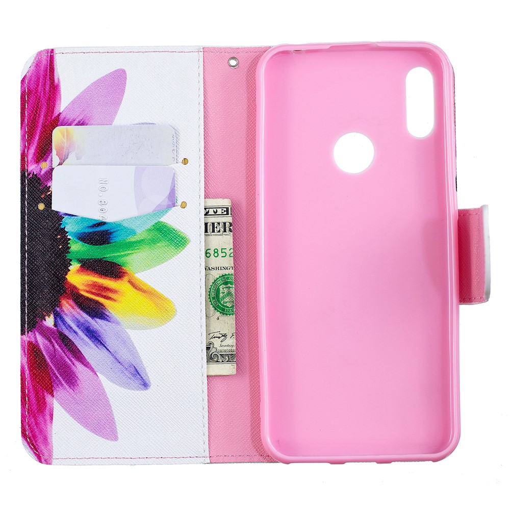 Pattern Printing PU Leather Flip Stand Shell for Y6 (2019)/Y6 Pro (2019)/Y6 Prime (2019) - Petals Pattern-10