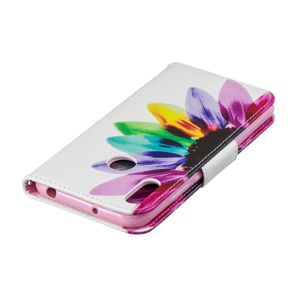 Pattern Printing PU Leather Flip Stand Shell for Y6 (2019)/Y6 Pro (2019)/Y6 Prime (2019) - Petals Pattern-9