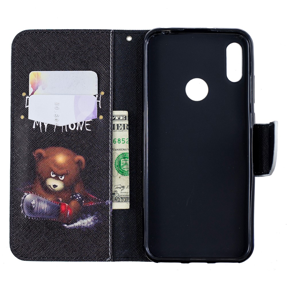 Impression de Motif en Cuir PU Flip Stand Shell Pour Huawei Y6 (2019, Avec Capteur D'empreintes Digitales) / Y6 Prime (2019) - Ours et Ses Avertissements-10