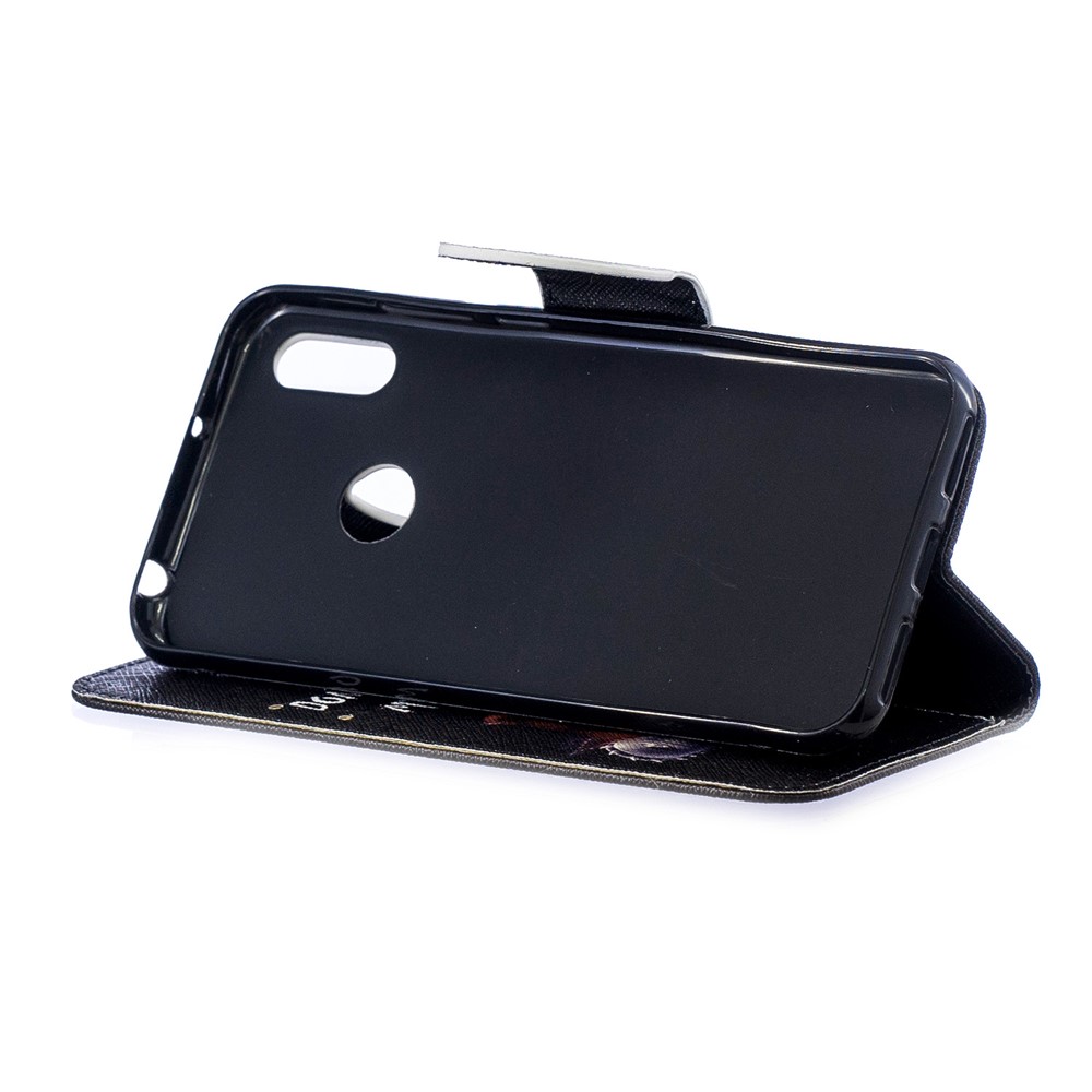 Pattern Printing PU Leather Flip Stand Shell for Huawei Y6 (2019, with Fingerprint Sensor) / Y6 Prime (2019) - Bear And Its Warnings-7