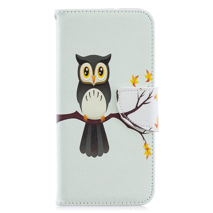 Pattern Printing PU Leather Wallet Mobile Phone Cover for Y6 (2019)/Y6 Pro (2019)/Y6 Prime (2019) - An Owl Standing on Branch-4