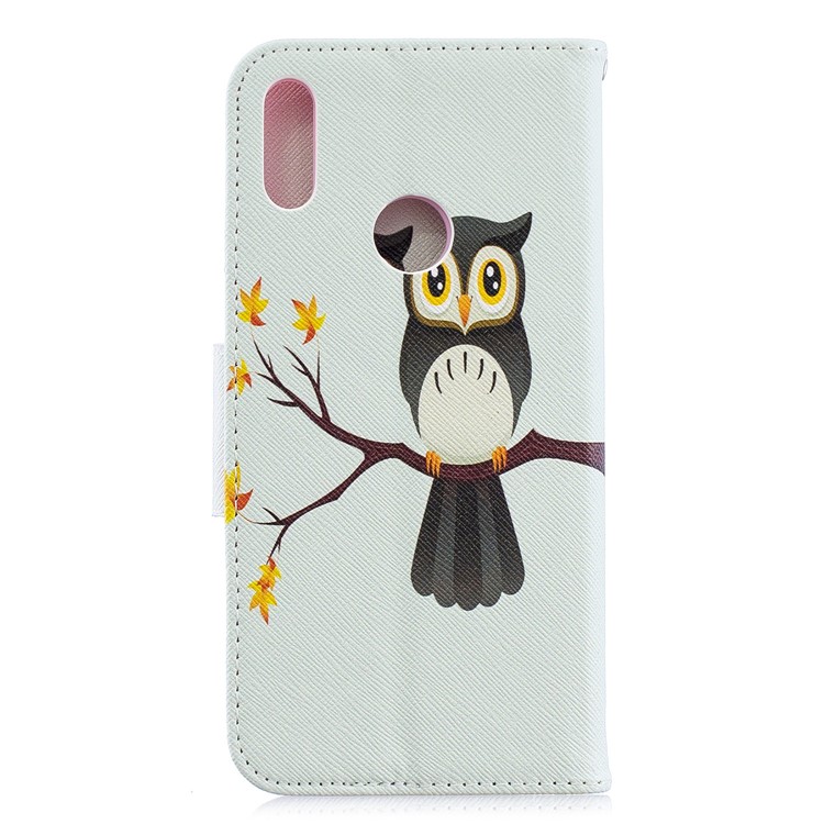 Pattern Printing PU Leather Wallet Mobile Phone Cover for Y6 (2019)/Y6 Pro (2019)/Y6 Prime (2019) - An Owl Standing on Branch-5