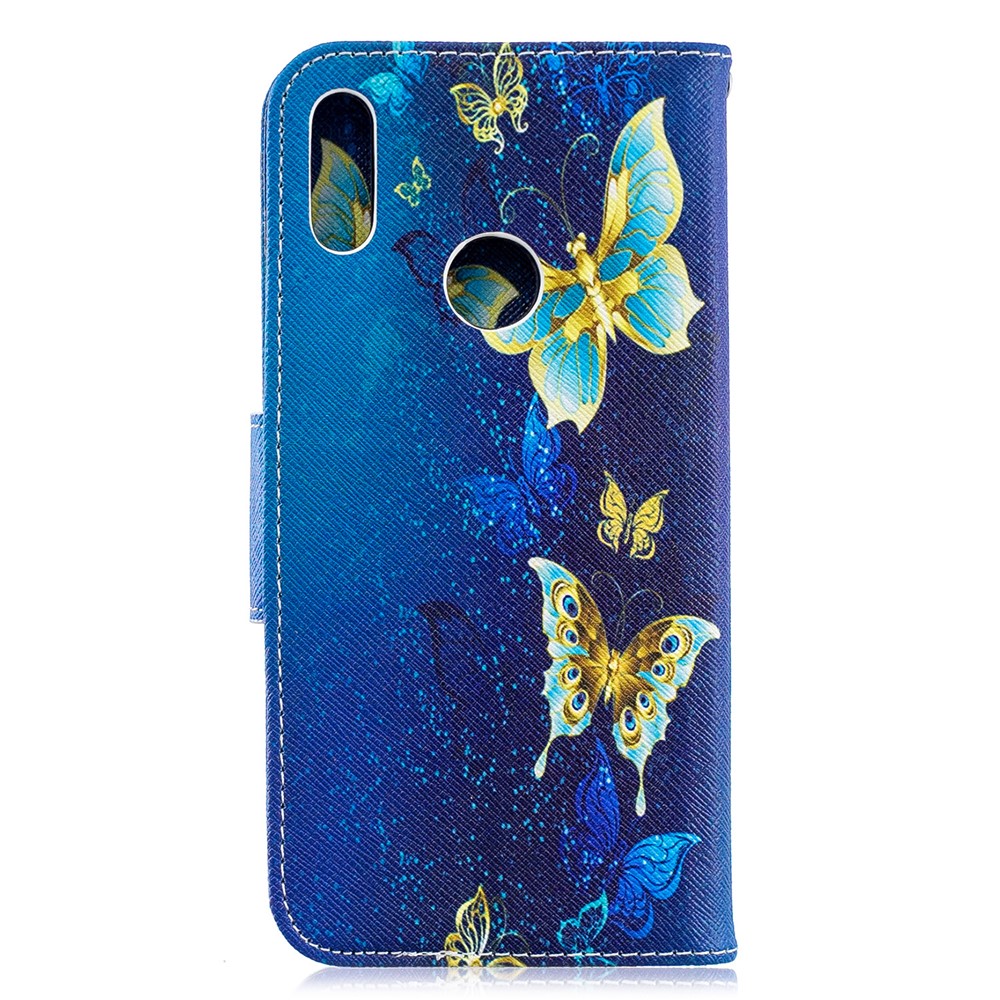 Pattern Printing PU Leather Wallet Mobile Phone Cover for Huawei Y6 (2019, with Fingerprint Sensor) / Y6 Prime (2019) - Blue Butterflies-5