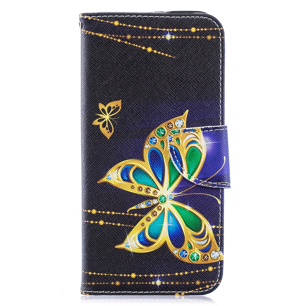 Pattern Printing PU Leather Wallet Mobile Phone Cover for Huawei Y6 (2019, with Fingerprint Sensor) / Y6 Prime (2019) - Butterfly with Diamond-4