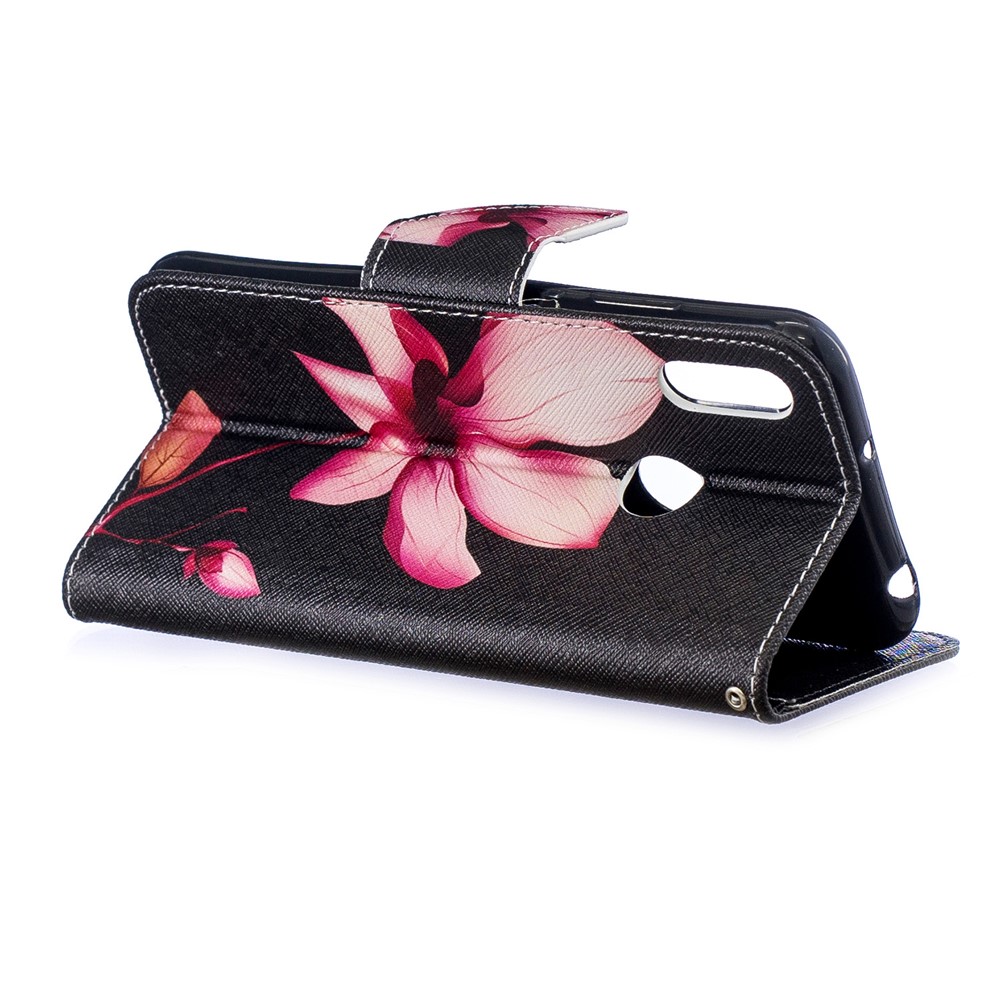 Pattern Printing PU Leather Wallet Mobile Phone Cover for Huawei Y6 (2019, with Fingerprint Sensor) / Y6 Prime (2019) - Flower Pattern-6