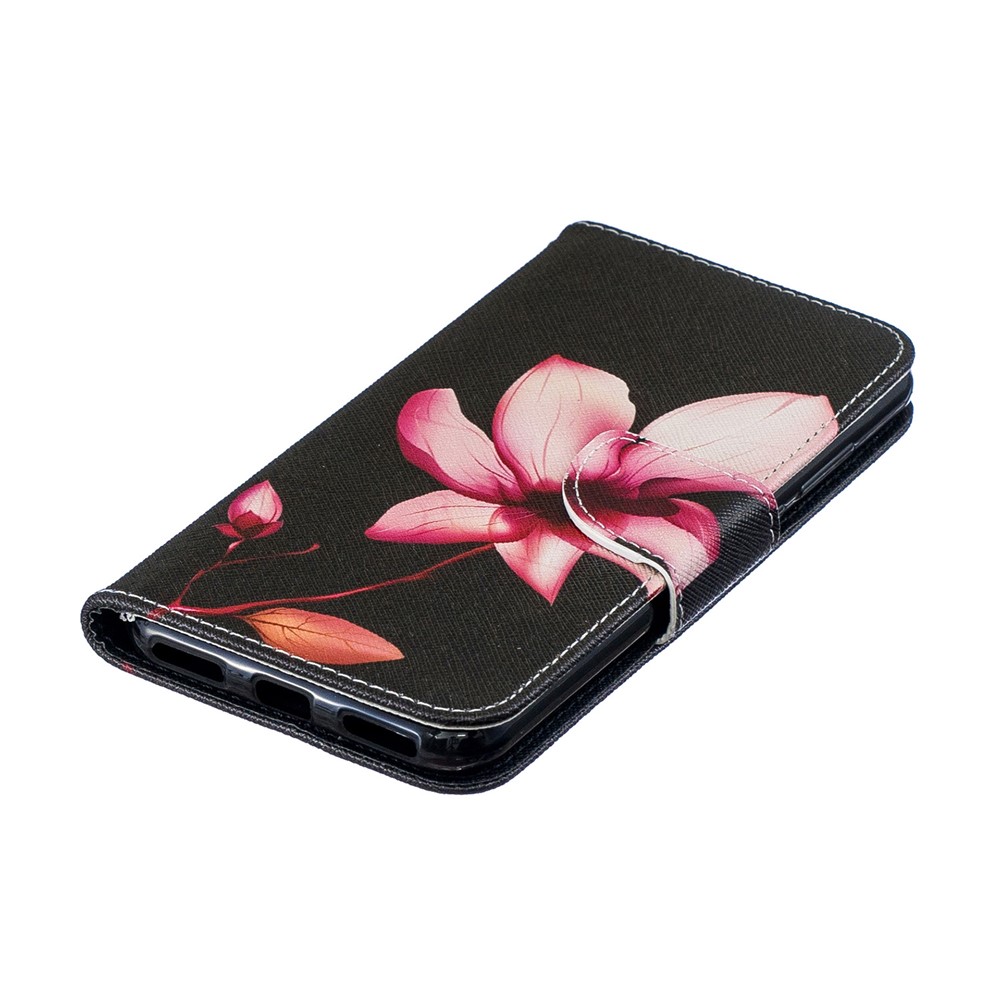 Modèle D'impression PU en Cuir en Cuir Couverture de Téléphone Mobile Pour Huawei Y6 (2019, Avec Capteur D'empreintes Digitales) / Y6 Prime (2019) - Motif de Fleurs-8