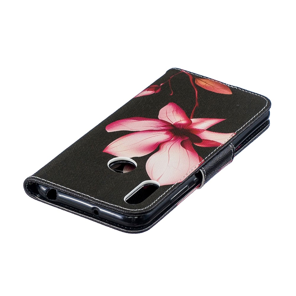 Modèle D'impression PU en Cuir en Cuir Couverture de Téléphone Mobile Pour Huawei Y6 (2019, Avec Capteur D'empreintes Digitales) / Y6 Prime (2019) - Motif de Fleurs-9