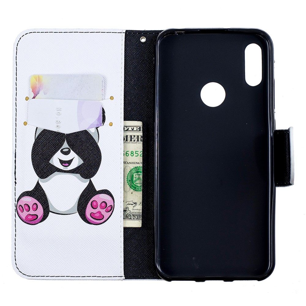 Padrão De Impressão PU Carteira De Couro Tampa Do Telefone Móvel Para Y6 (2019) / Y6 Pro (2019) / Y6 Prime (2019) - Panda Adorável-10