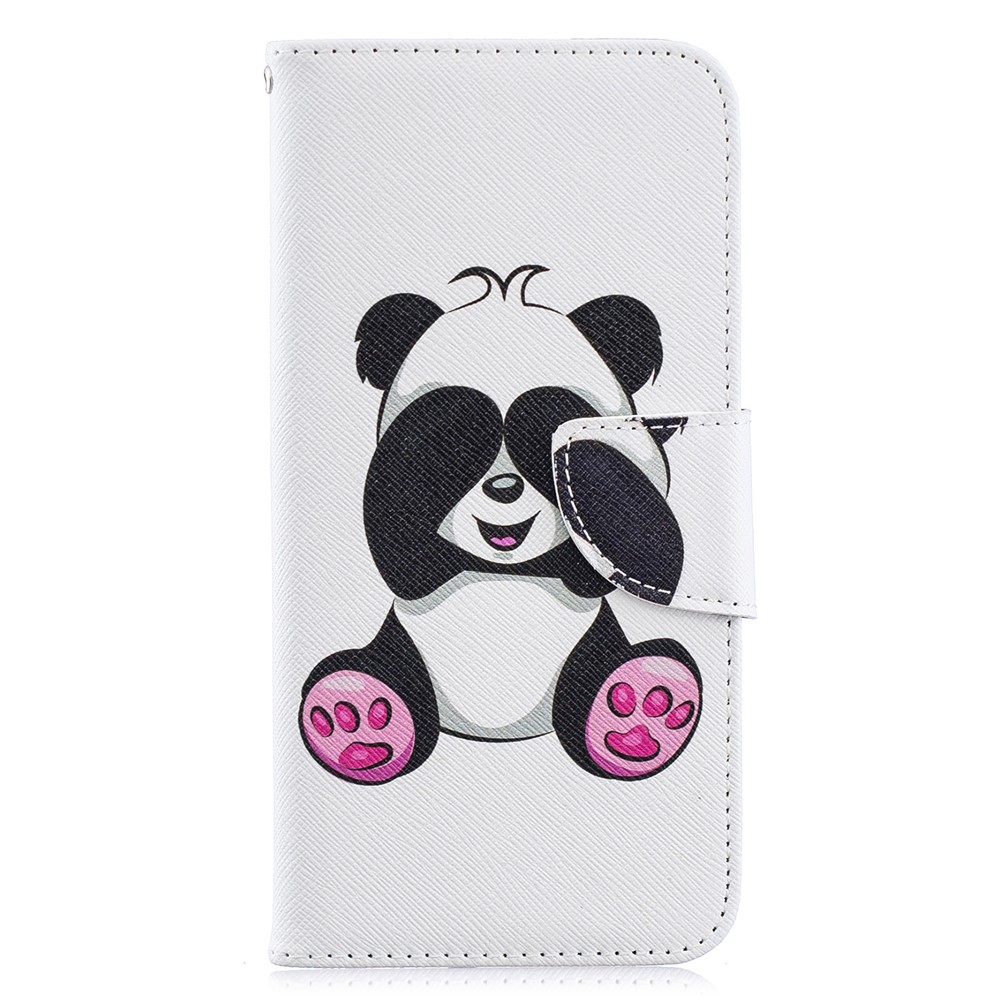 Padrão De Impressão PU Carteira De Couro Tampa Do Telefone Móvel Para Y6 (2019) / Y6 Pro (2019) / Y6 Prime (2019) - Panda Adorável-4