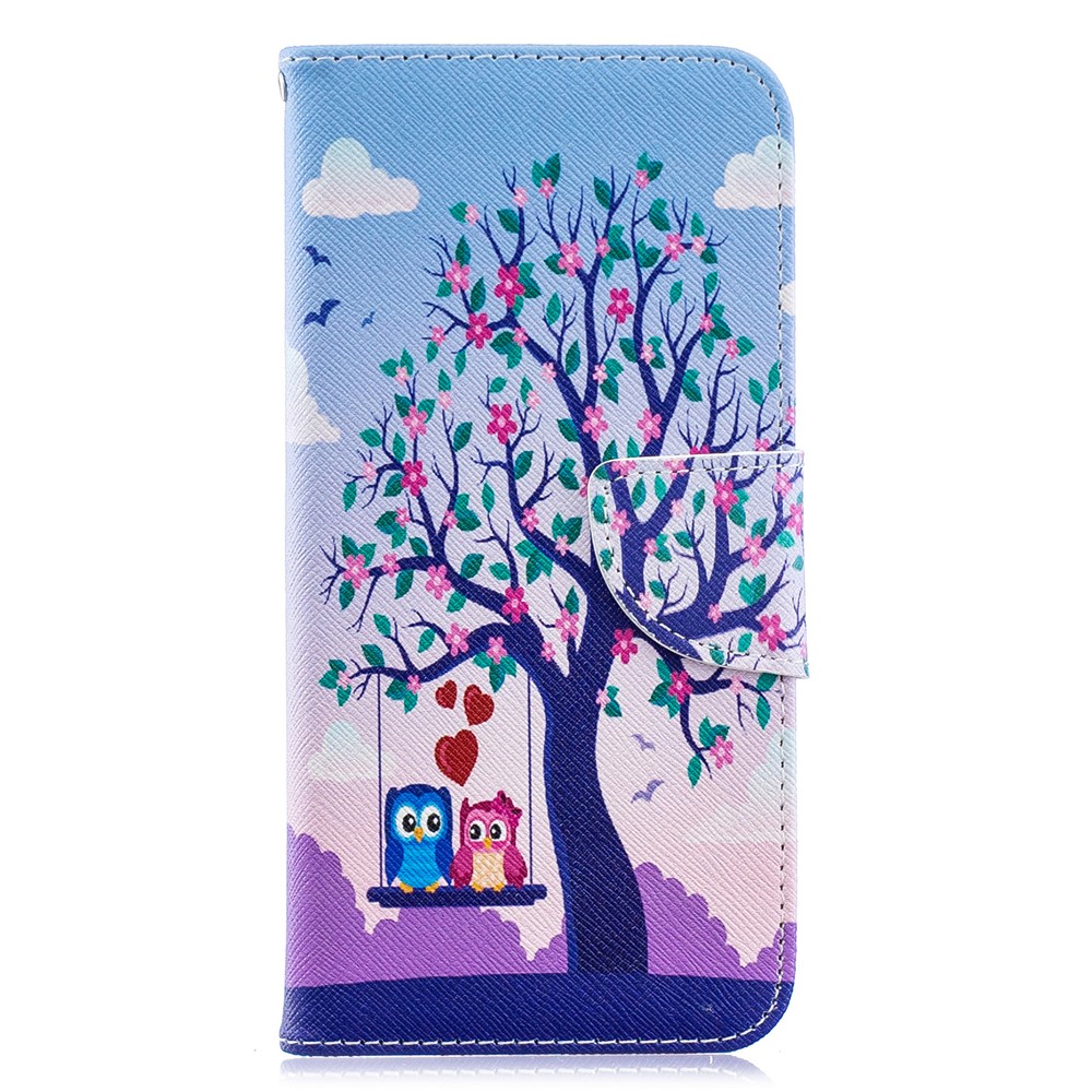 Pattern Printing PU Leather Wallet Mobile Phone Cover for Huawei Y6 (2019, with Fingerprint Sensor) / Y6 Prime (2019) - Two Swinging Owls-4