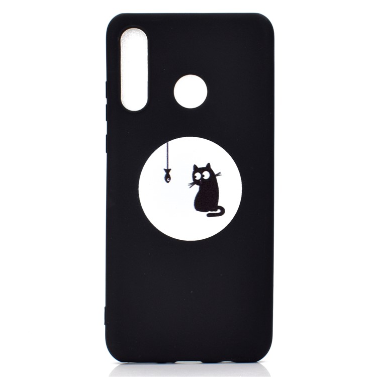 Matte Pattern Printing TPU Mobile Phone Shell for Huawei P30 Lite - Cat and Fish-2