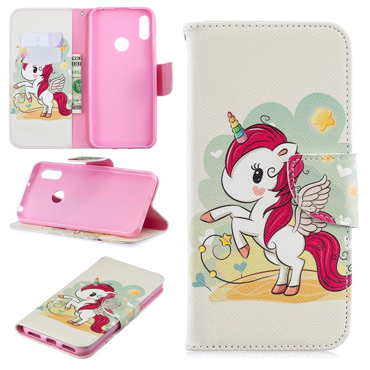 Pattern Printing Wallet Stand PU Leather Case for Y6 (2019)/Y6 Pro (2019)/Y6 Prime (2019) - Unicorn-1