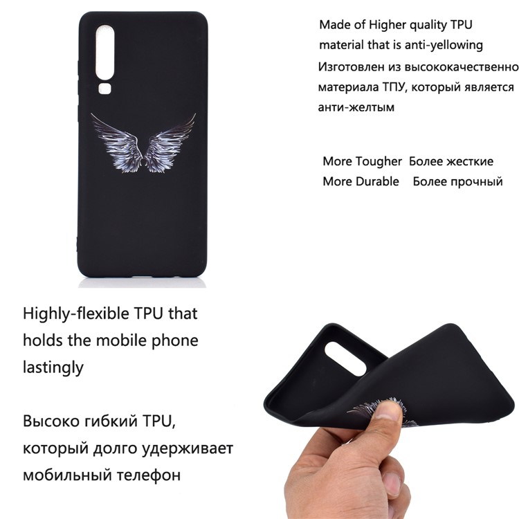 Matte Pattern Printing TPU Cell Phone Case for Huawei P30 - Wings-6