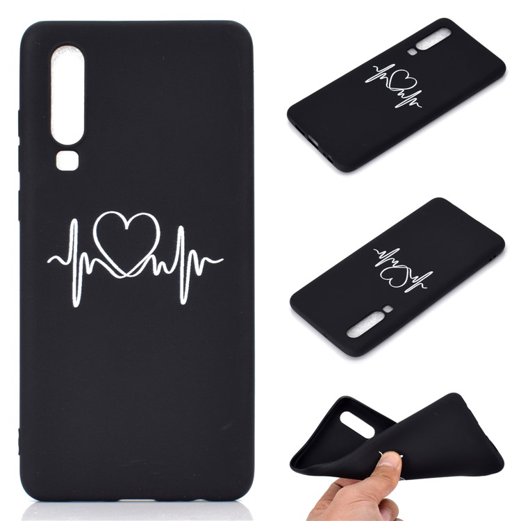 Matte Pattern Printing TPU Cell Phone Case for Huawei P30 - Heart-1