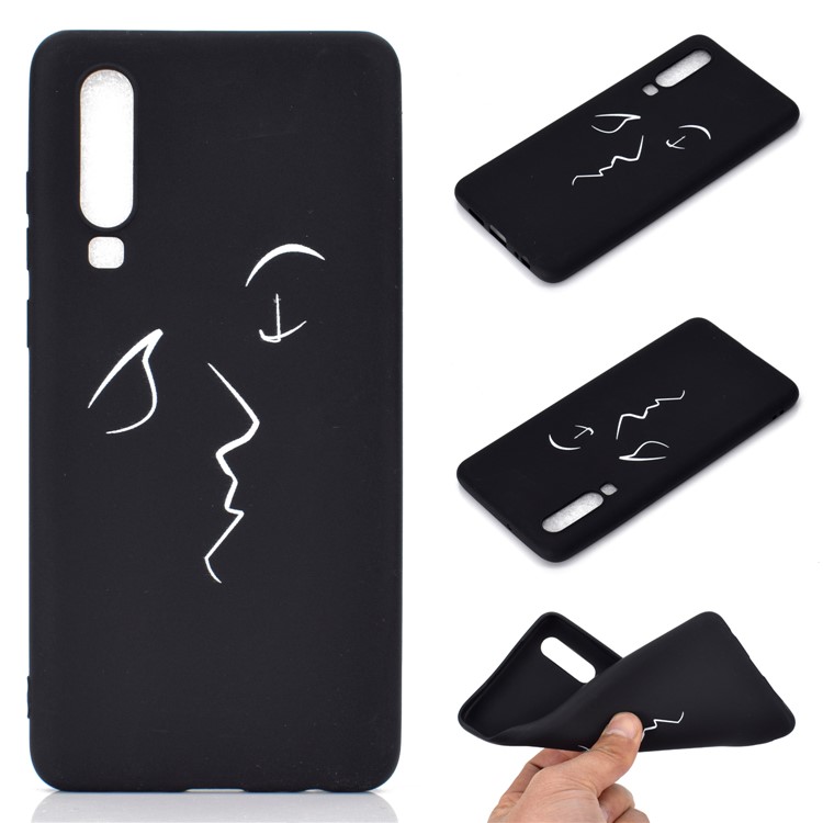 Matte Pattern Printing TPU Cell Phone Case for Huawei P30 - Abstract Face-1