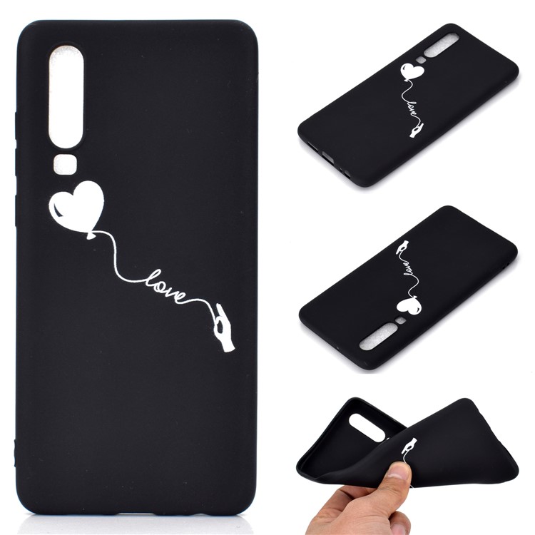 Matte Pattern Printing TPU Cell Phone Case for Huawei P30 - Heart and Love-1