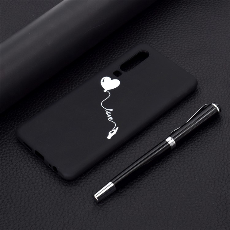 Matte Pattern Printing TPU Cell Phone Case for Huawei P30 - Heart and Love-6