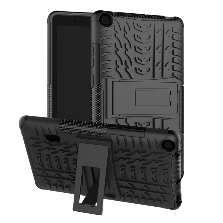 2-in-1 Tyre Pattern PC TPU Hybrid Case with Kickstand for Huawei MediaPad T3 7.0 Wi-Fi (BG2-W09) - Black-1