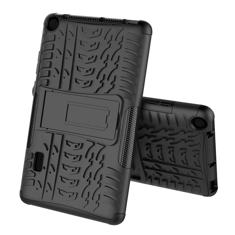 2-in-1 Tyre Pattern PC TPU Hybrid Case with Kickstand for Huawei MediaPad T3 7.0 Wi-Fi (BG2-W09) - Black-2