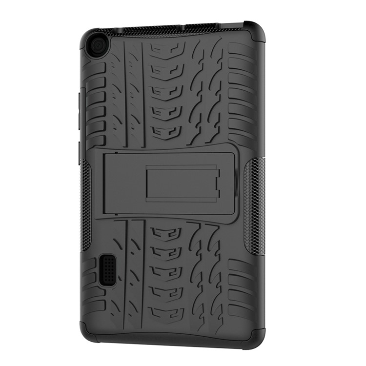 2-in-1 Tyre Pattern PC TPU Hybrid Case with Kickstand for Huawei MediaPad T3 7.0 Wi-Fi (BG2-W09) - Black-4