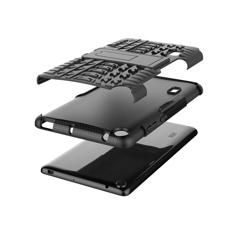 2-in-1 Tyre Pattern PC TPU Hybrid Case with Kickstand for Huawei MediaPad T3 7.0 Wi-Fi (BG2-W09) - Black-8