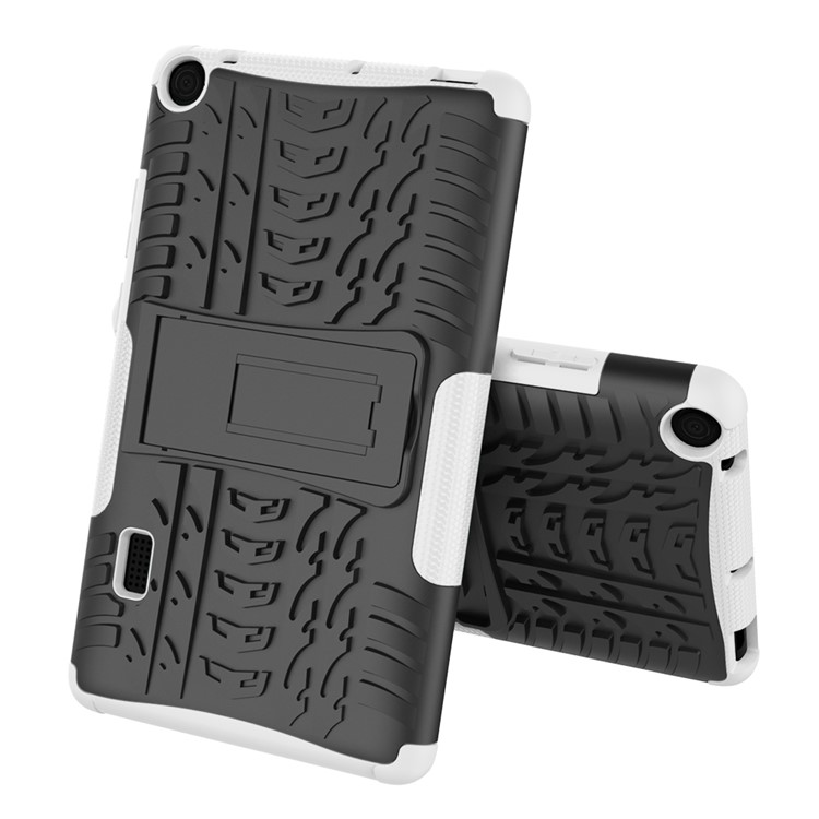 2-in-1 Tyre Pattern PC TPU Hybrid Case with Kickstand for Huawei MediaPad T3 7.0 Wi-Fi (BG2-W09) - White-2