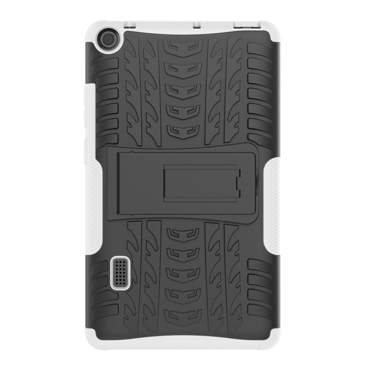 2-in-1 Tyre Pattern PC TPU Hybrid Case with Kickstand for Huawei MediaPad T3 7.0 Wi-Fi (BG2-W09) - White-3