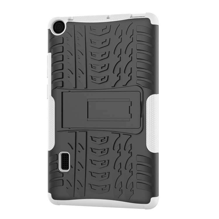 2-in-1 Tyre Pattern PC TPU Hybrid Case with Kickstand for Huawei MediaPad T3 7.0 Wi-Fi (BG2-W09) - White-4