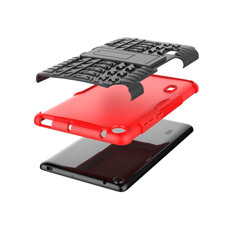 2-in-1 Tyre Pattern PC TPU Hybrid Case with Kickstand for Huawei MediaPad T3 7.0 Wi-Fi (BG2-W09) - Red-10
