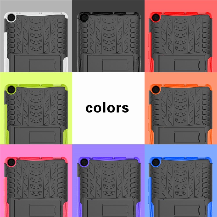 2-in-1 Tyre Pattern PC TPU Hybrid Case with Kickstand for Huawei MediaPad T3 7.0 Wi-Fi (BG2-W09) - Red-11