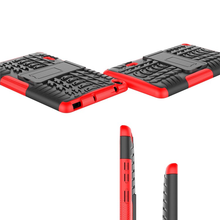 2-in-1 Tyre Pattern PC TPU Hybrid Case with Kickstand for Huawei MediaPad T3 7.0 Wi-Fi (BG2-W09) - Red-3