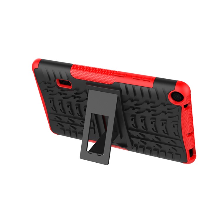 2-in-1 Tyre Pattern PC TPU Hybrid Case with Kickstand for Huawei MediaPad T3 7.0 Wi-Fi (BG2-W09) - Red-9