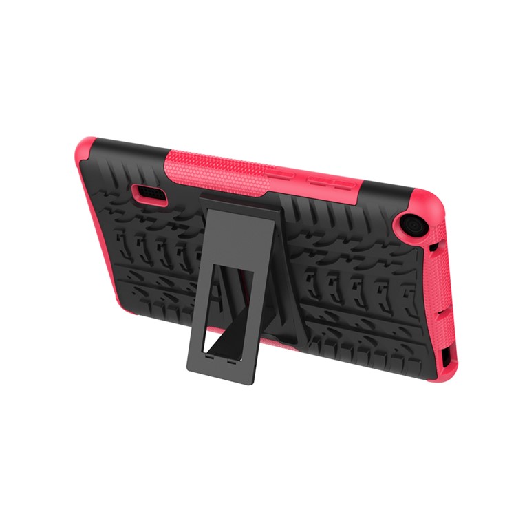 2-in-1 Tyre Pattern PC TPU Hybrid Case with Kickstand for Huawei MediaPad T3 7.0 Wi-Fi (BG2-W09) - Rose-8