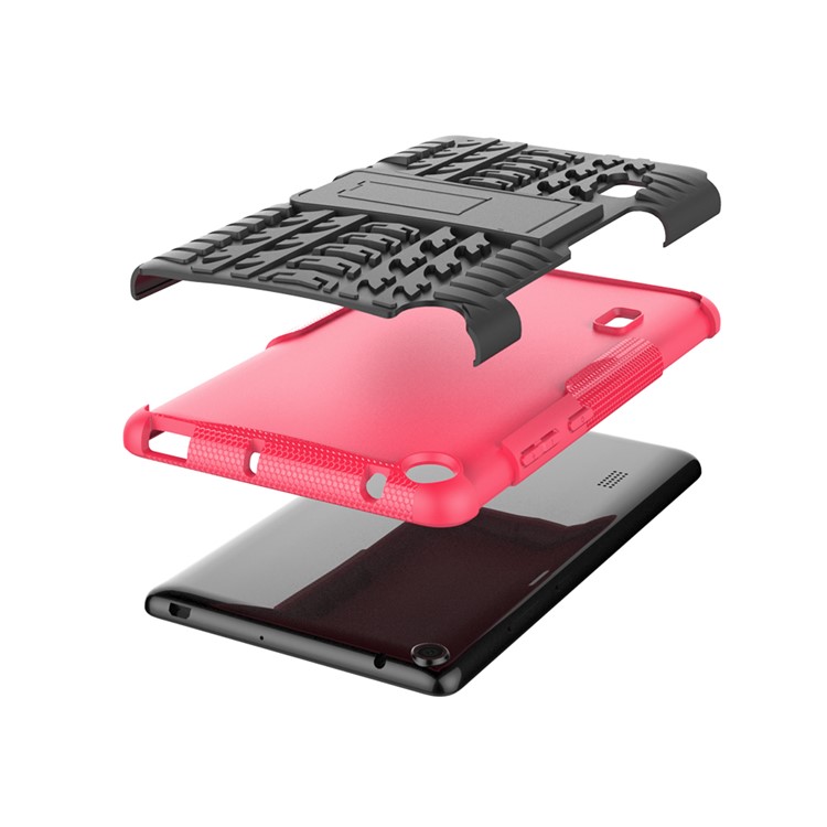 2-in-1 Tyre Pattern PC TPU Hybrid Case with Kickstand for Huawei MediaPad T3 7.0 Wi-Fi (BG2-W09) - Rose-9