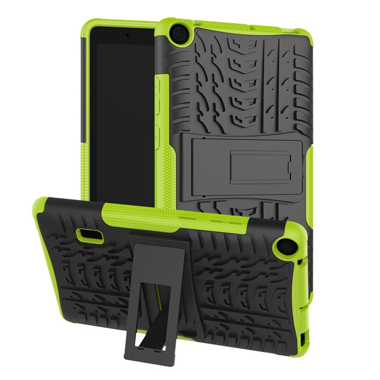 2-in-1 Tyre Pattern PC TPU Hybrid Case with Kickstand for Huawei MediaPad T3 7.0 Wi-Fi (BG2-W09) - Green-1