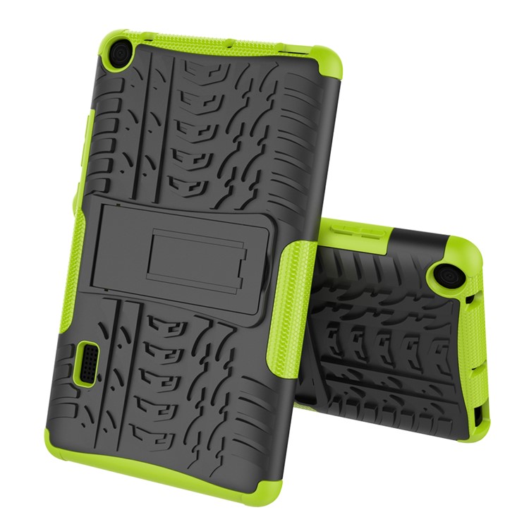 2-in-1 Tyre Pattern PC TPU Hybrid Case with Kickstand for Huawei MediaPad T3 7.0 Wi-Fi (BG2-W09) - Green-2