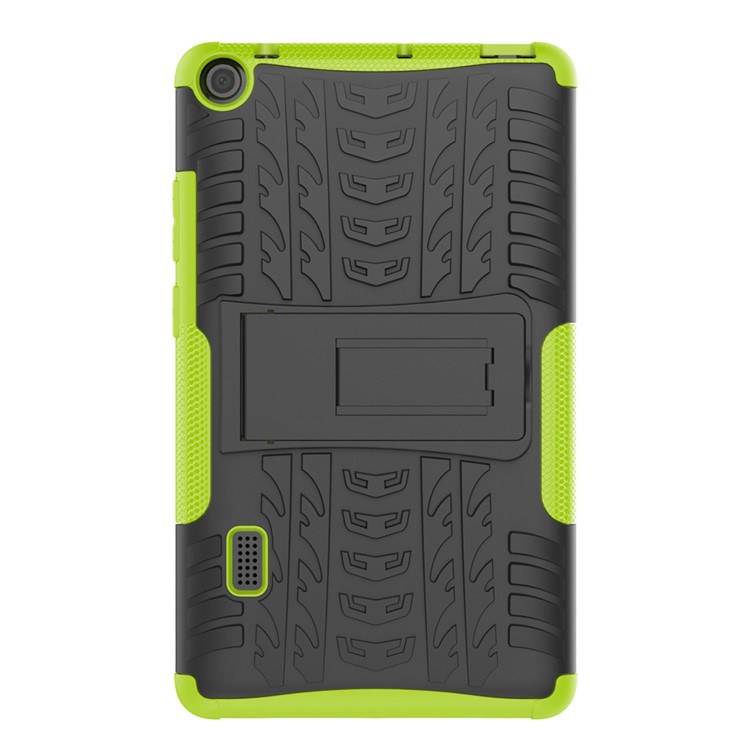2-in-1 Tyre Pattern PC TPU Hybrid Case with Kickstand for Huawei MediaPad T3 7.0 Wi-Fi (BG2-W09) - Green-3