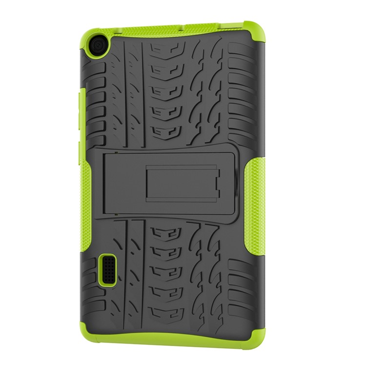 2-in-1 Tyre Pattern PC TPU Hybrid Case with Kickstand for Huawei MediaPad T3 7.0 Wi-Fi (BG2-W09) - Green-4