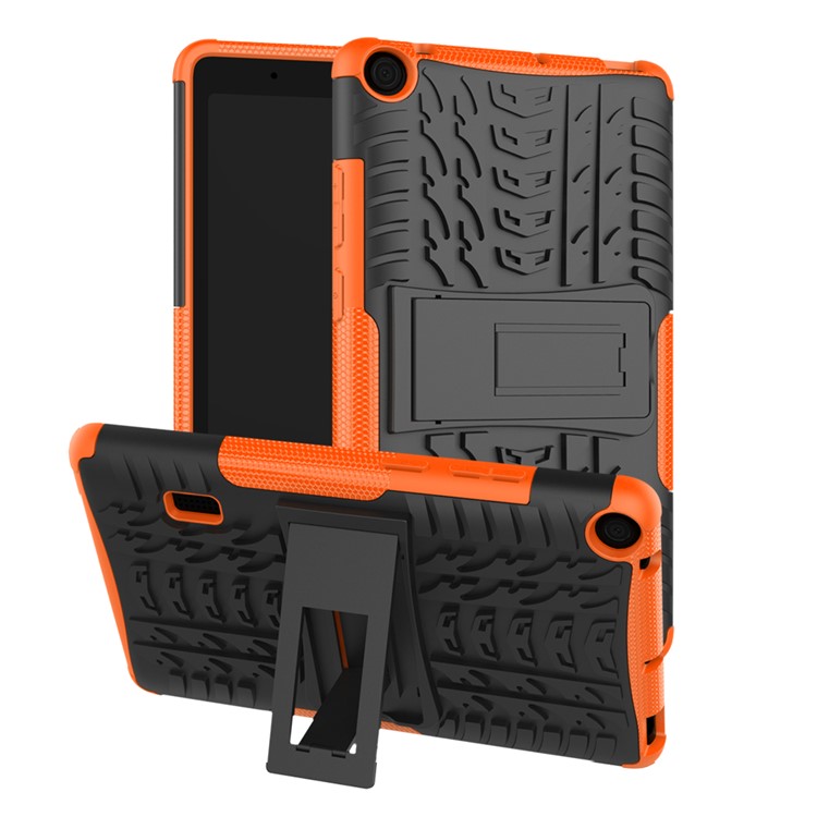 2-in-1 Tyre Pattern PC TPU Hybrid Case with Kickstand for Huawei MediaPad T3 7.0 Wi-Fi (BG2-W09) - Orange-1