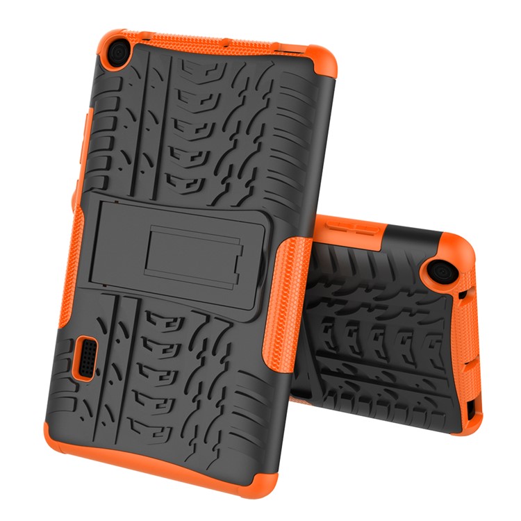2-in-1 Tyre Pattern PC TPU Hybrid Case with Kickstand for Huawei MediaPad T3 7.0 Wi-Fi (BG2-W09) - Orange-2