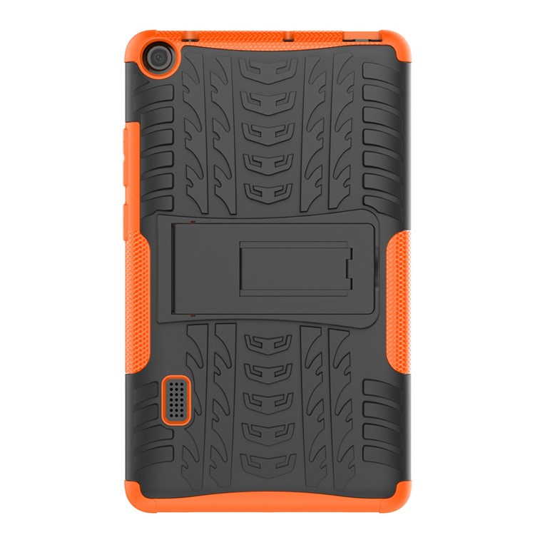 2-in-1 Tyre Pattern PC TPU Hybrid Case with Kickstand for Huawei MediaPad T3 7.0 Wi-Fi (BG2-W09) - Orange-3