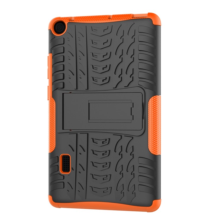2-in-1 Tyre Pattern PC TPU Hybrid Case with Kickstand for Huawei MediaPad T3 7.0 Wi-Fi (BG2-W09) - Orange-4