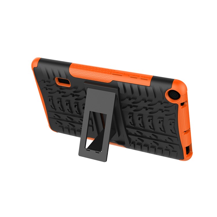 2-in-1 Tyre Pattern PC TPU Hybrid Case with Kickstand for Huawei MediaPad T3 7.0 Wi-Fi (BG2-W09) - Orange-7