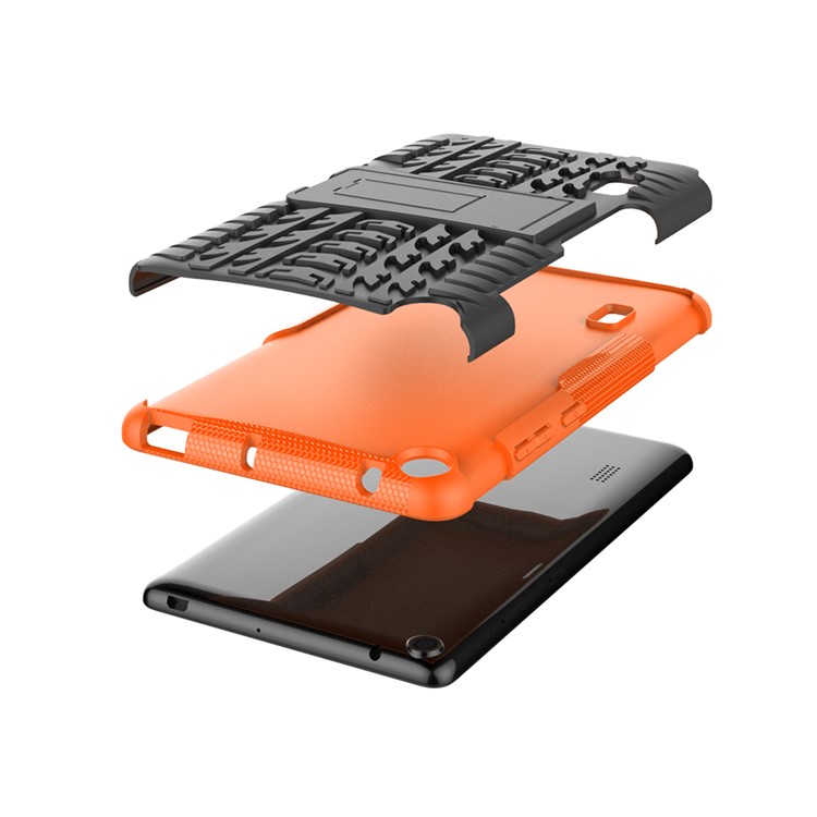 2-in-1 Tyre Pattern PC TPU Hybrid Case with Kickstand for Huawei MediaPad T3 7.0 Wi-Fi (BG2-W09) - Orange-8