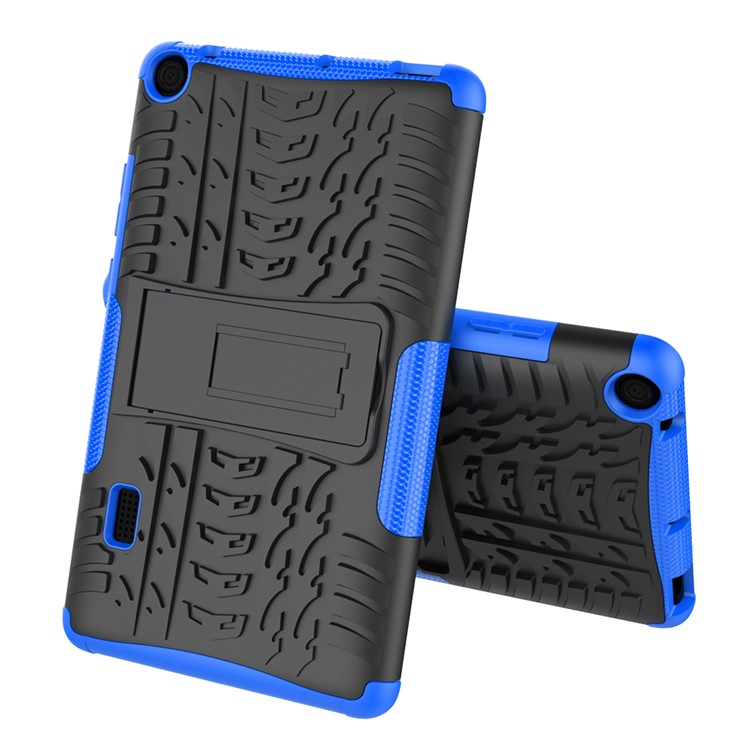 2-in-1 Tyre Pattern PC TPU Hybrid Case with Kickstand for Huawei MediaPad T3 7.0 Wi-Fi (BG2-W09) - Blue-2