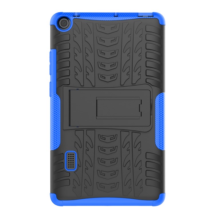 2-in-1 Tyre Pattern PC TPU Hybrid Case with Kickstand for Huawei MediaPad T3 7.0 Wi-Fi (BG2-W09) - Blue-3