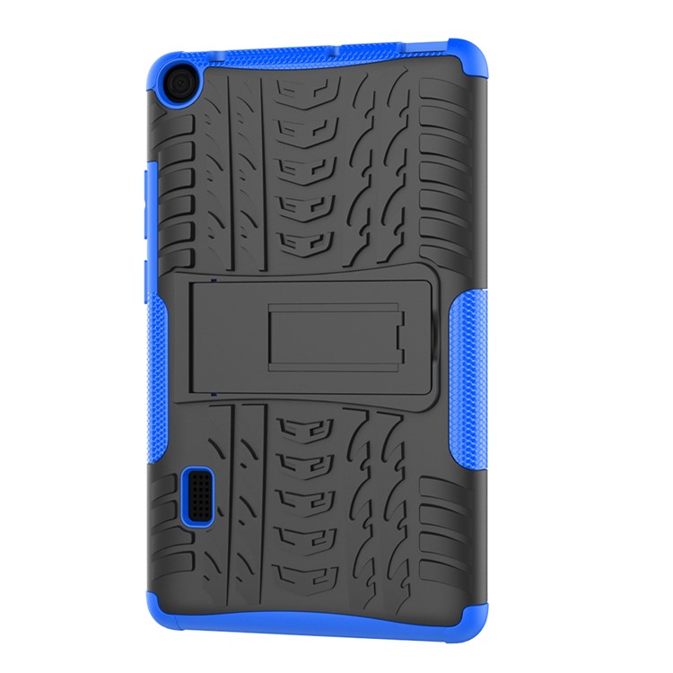 2-in-1 Tyre Pattern PC TPU Hybrid Case with Kickstand for Huawei MediaPad T3 7.0 Wi-Fi (BG2-W09) - Blue-4