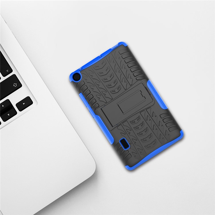 2-in-1 Tyre Pattern PC TPU Hybrid Case with Kickstand for Huawei MediaPad T3 7.0 Wi-Fi (BG2-W09) - Blue-9